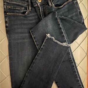 Frame Denim Black Skinny Jeans Distressed